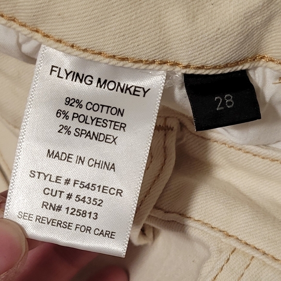 Flying Monkey Ecru - 90's Super High Rise Slim Wide Cargo Jeans F5451ECR Size 28 - Picture 9 of 11